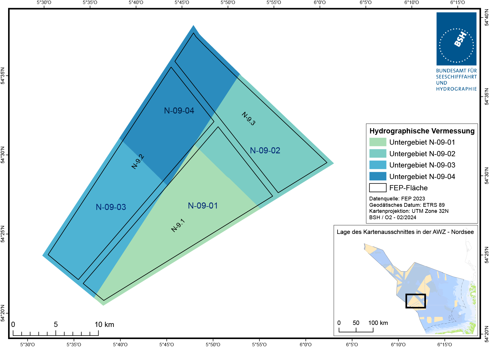 Untersuchungsflächen der Hydrographischen Vermessung